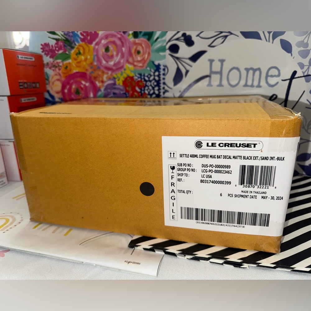 NIB Set Of 6 LE CREUSET 14 Oz Mug Bats Licorice Matte Black Halloween Coffee Cup - Picture 3 of 9